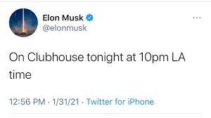 Il Tweet di Elon Musk su Clubhouse