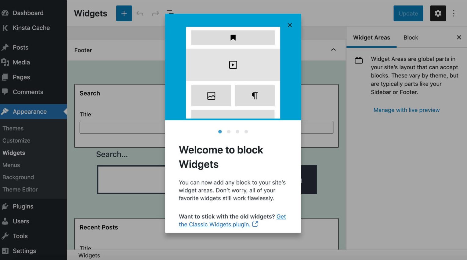 Editor di widget basato sui blocchi